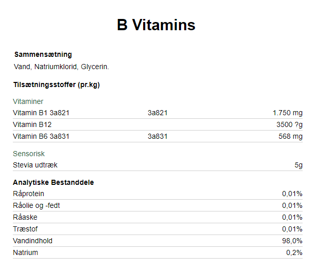 NAF B-Vitamin 1L. HEST Fældning, forår